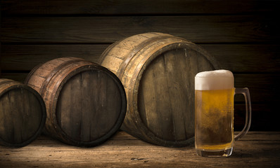 background of barrel and worn old table wood