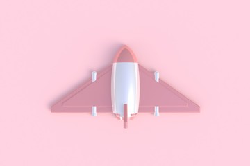 Rocket abstract minimal pink background, 3d rendering