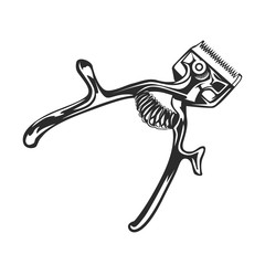 Vintage barbershop shave hair cutter emblem. Text is on separate layer. Isolated on white background.