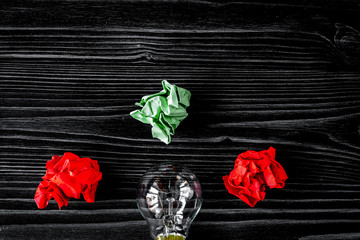 concept idea inspiration on dark wooden background top view