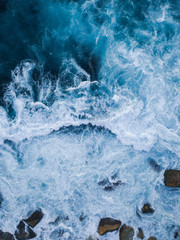 Aerial pattern view of wave water.