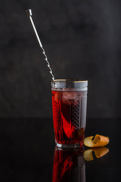 Close up of negroni cocktail 