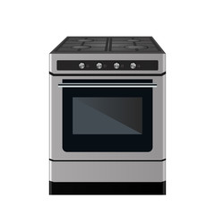 Kitchen gas stove. The household equipment. Vector illustration. Front view