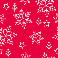 Naklejka na ściany i meble vector decor seamless winter pattern snowflakes and stars