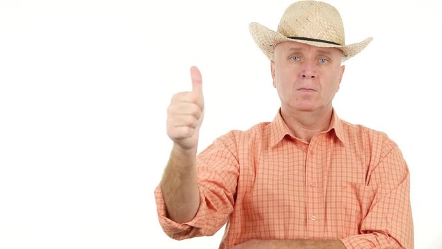 Agricultural Businessperson Presentation Confident Farmer Thumbs Up Serious