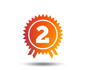Second place award sign icon. Prize for winner symbol. Blurred gradient design element. Vivid graphic flat icon. Vector