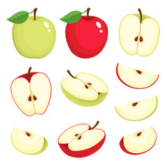 Bright vector set of colorful juicy apple. - 197004855