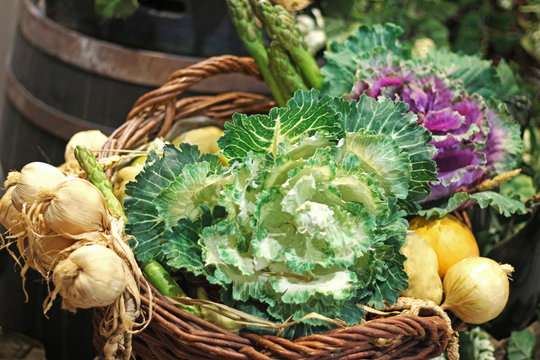 variety of vegetables in a wicker basket