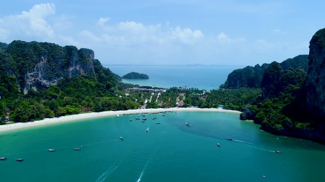 Aerial view of popular Thai Railey Beach, Thailand