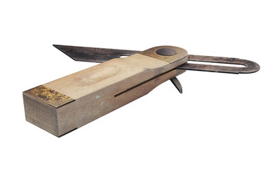 3D illustration of a Grungy Sliding Bevel Gauge, bottom perspective view on white background