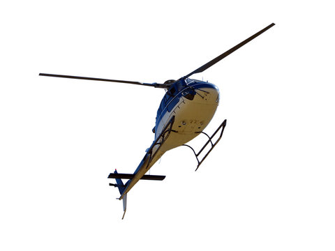 Blue helicopter on white