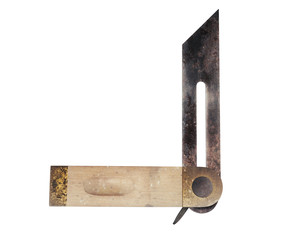 3D illustration of a Grungy Sliding Bevel Gauge, bottom right angle view on white background