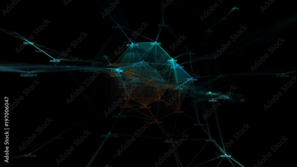 Poster block chain network and programming concept on technology background. blockchain , cryptocurrencies 