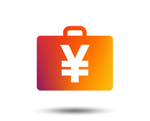 Case with Yen JPY sign icon. Briefcase button. Blurred gradient design element. Vivid graphic flat icon. Vector