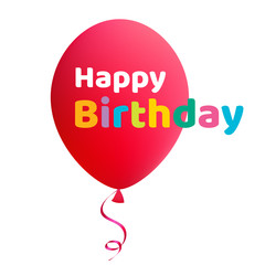 Happy Birthday. Balloon. Red. Bright. Lettering. Celebration. Decoration. Congratulation. Multicolored. Flying.