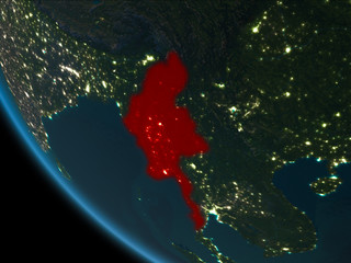 Myanmar at night from orbit