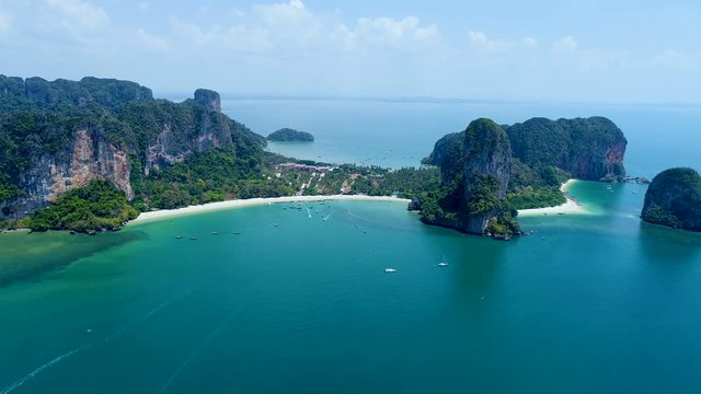 Aerial view of popular Thai Railey Beach, Thailand