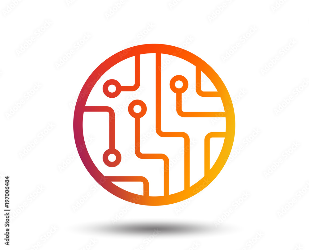 Aufkleber circuit board sign icon. technology scheme circle symbol. blurred gradient design element. vivid gra