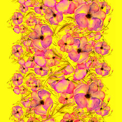 Watercolor Seamless Floral Pattern. Trendy Floral Background for Textile Print, Invitation Background, Wallpaper design, Fabric Print, Wedding Card. Hand Drawn Watercolor Illustration.