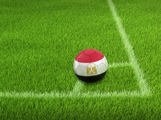 Soccer football and Egyptian flag