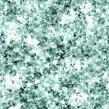Seamless Pattern of green, black, monochrome wild flowers on a branch in watercolor. Bud, branch, petal, bouquet of flowers, chamomile, wild herbs. For textiles, wallpaper. Abstract.