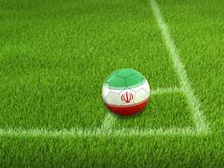 Soccer football with Iranian flag