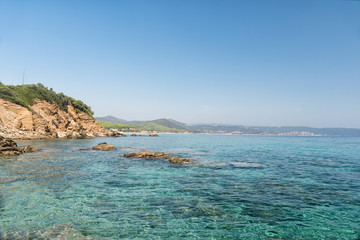 Fototapeta premium Crystal turquoise beaches of Greece. Sithonia
