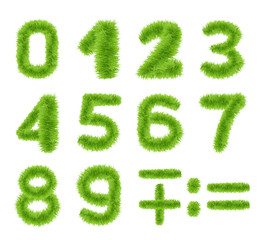 Spring Green Grass Numbers Set