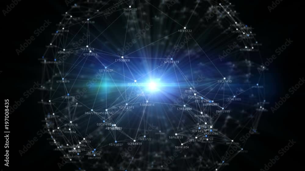Poster block chain network and programming concept on technology background. blockchain , cryptocurrencies 