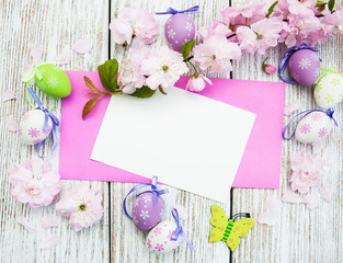 Easter eggs and greeting card