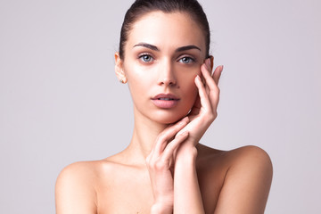 closeup portrait of beautyful woman with clean fresh skin
