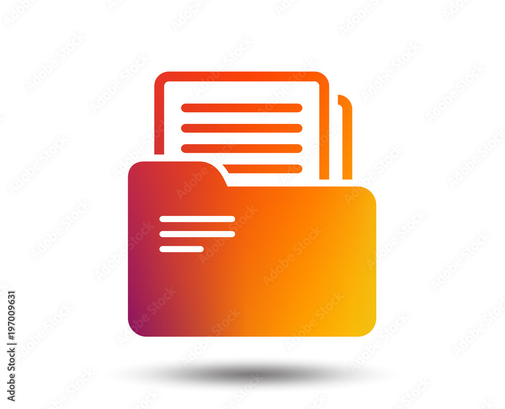Poster document folder sign. accounting binder symbol. bookkeeping management. blurred gradient design elem