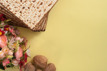 copy space frame with passover elements on yellow studio background