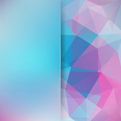 Abstract geometric style pastel background. Blue, pink colors. Blur background with glass. Vector illustration