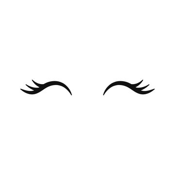 Vector unicorn eyelashes. Closed woman eyes. Vector icon.