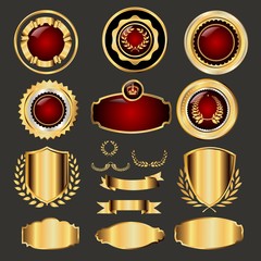 Vektorvorlagenset mit Wappen und Siegeln