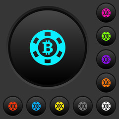 Bitcoin casino chip dark push buttons with color icons