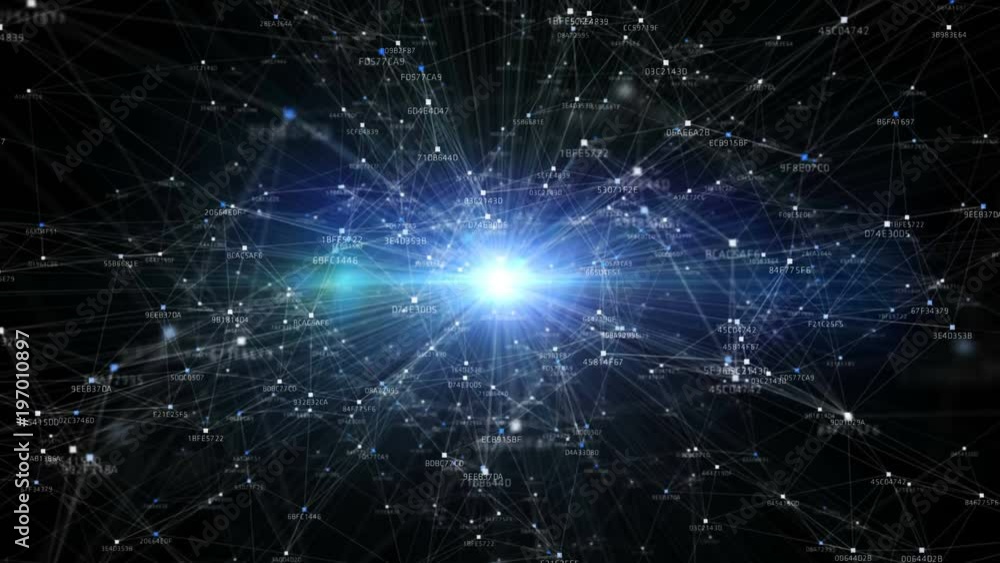 Poster block chain network and programming concept on technology background. blockchain , cryptocurrencies 