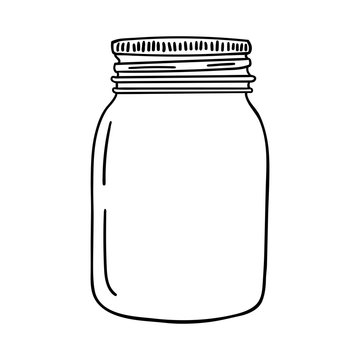 Hand drawn mason jar. Contour sketch. Vector