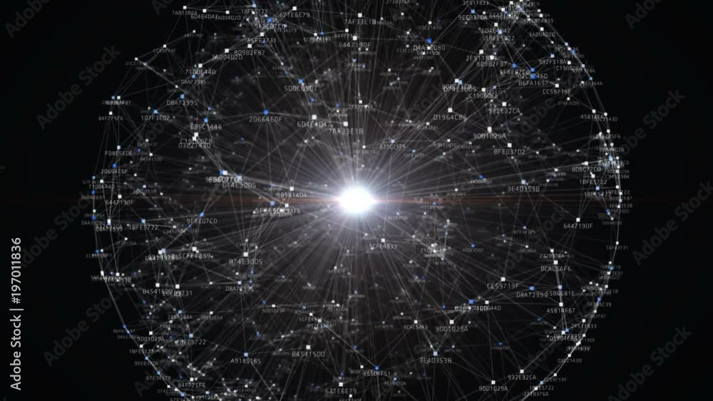 Poster block chain network and programming concept on technology background. blockchain , cryptocurrencies 