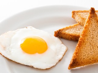 Breakfast meal - fried egg and toast