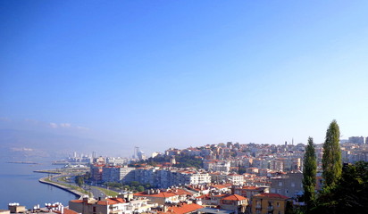 Izmir city view from the historical elevator touristic place