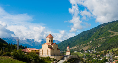 Fototapeta na wymiar Saint Nicholas (Nikolai) church in Mestia, Svaneti region of Georgia
