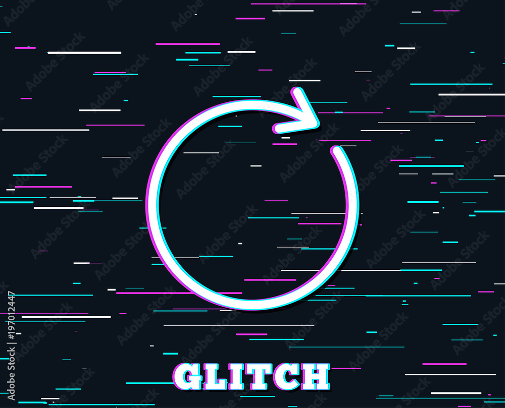 Aufkleber glitch effect. refresh line icon. rotation arrow sign. reset or reload symbol. background with color