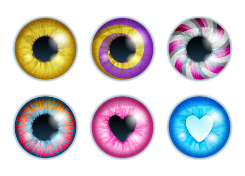 Fantasy eyes set - assorted colors. Iris pupils design.