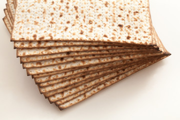 passover matzoh bread on white studio background