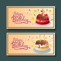 birthday horizontal banner with various tart