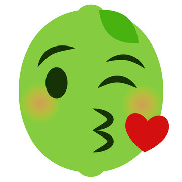 Kussmund mit Herz Emoticon - Limette