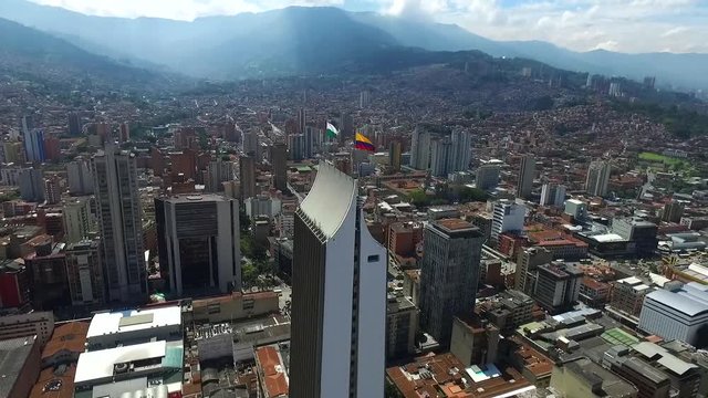 Medellin, Colombia -  Aerial shot Medell&iacute;n City, Coltejer building.  