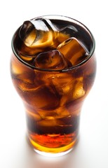 Cola With Ice Cubes In Glass